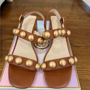 Cecelia New York Brown Sandals with Gold Spheres